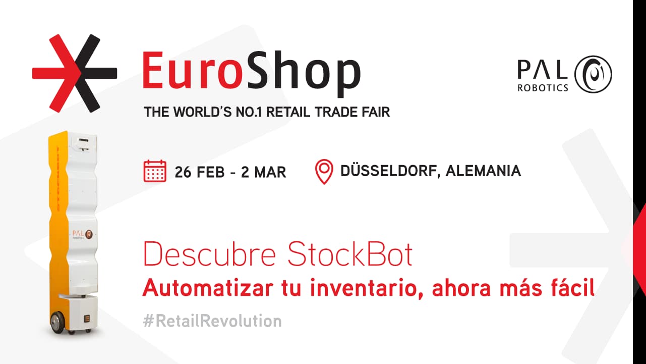 El robot de inventario StockBot participando al evento EuroShop 2023 en Düsseldorf.