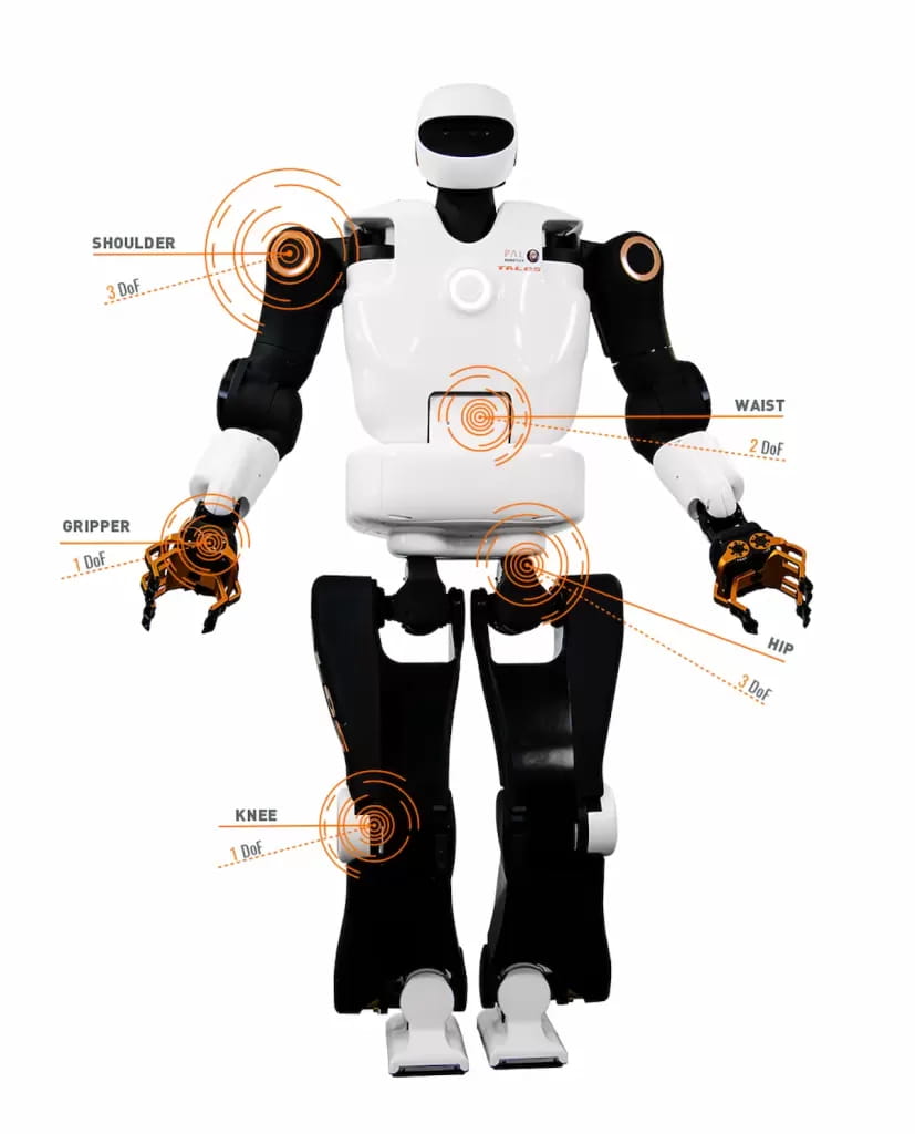 Frontal view of the research humanoid biped robot TALOS
