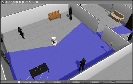 TIAGo mobile manipulator robot during ROS tutorial