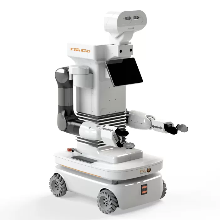 El robot manipulador móvil colaborativo TIAGo OMNI ++ montado en la base omnidireccional OMNI