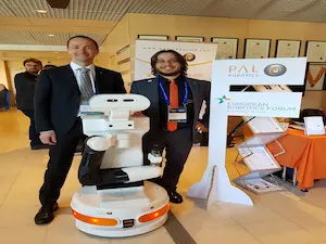 PAL Robotics' CEO with Jyrki Larkotarkano at the European Robotics Forum 2018 in Finland