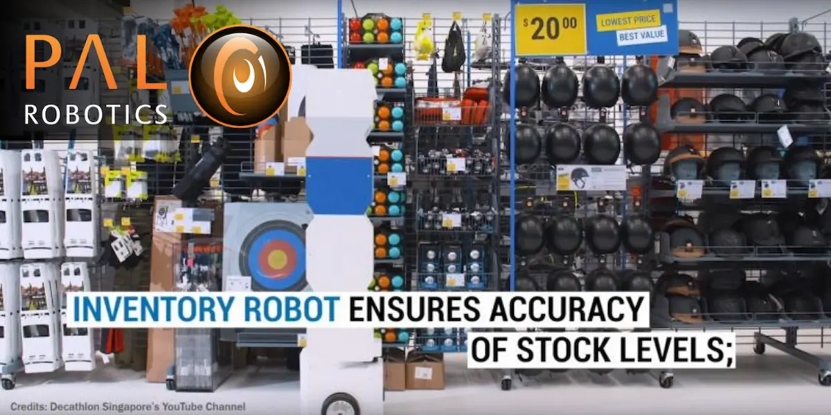 The inventory tracking robot StockBot automating stock taking at the Decathlon store in Singapore