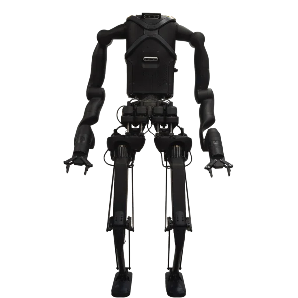 Imagen frontal del robot bípedo Kangaroo. Robot humanoide diseñado y producido por PAL Robotics para avanzar la investigación.