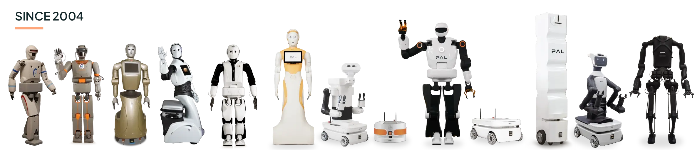 All robots designed and produced by PAL Robotics since its inception